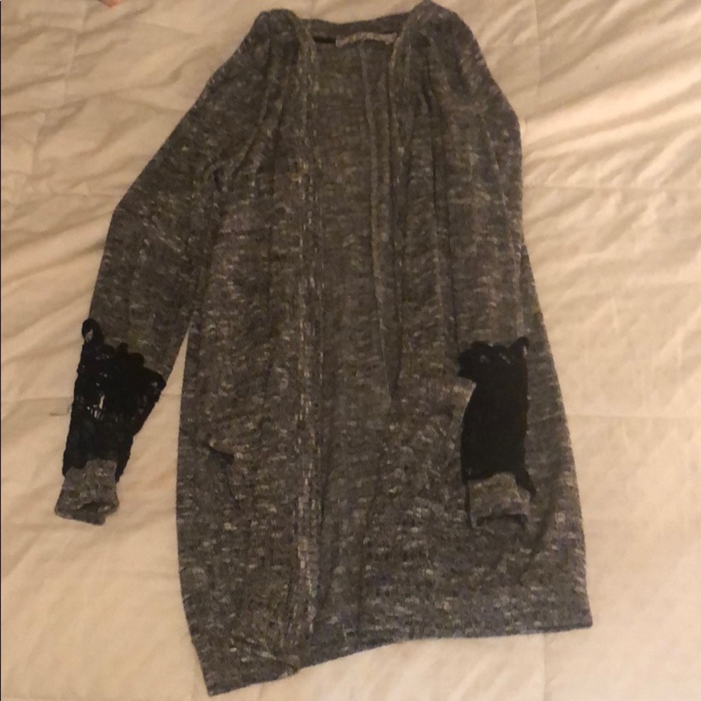 black and white cardigan